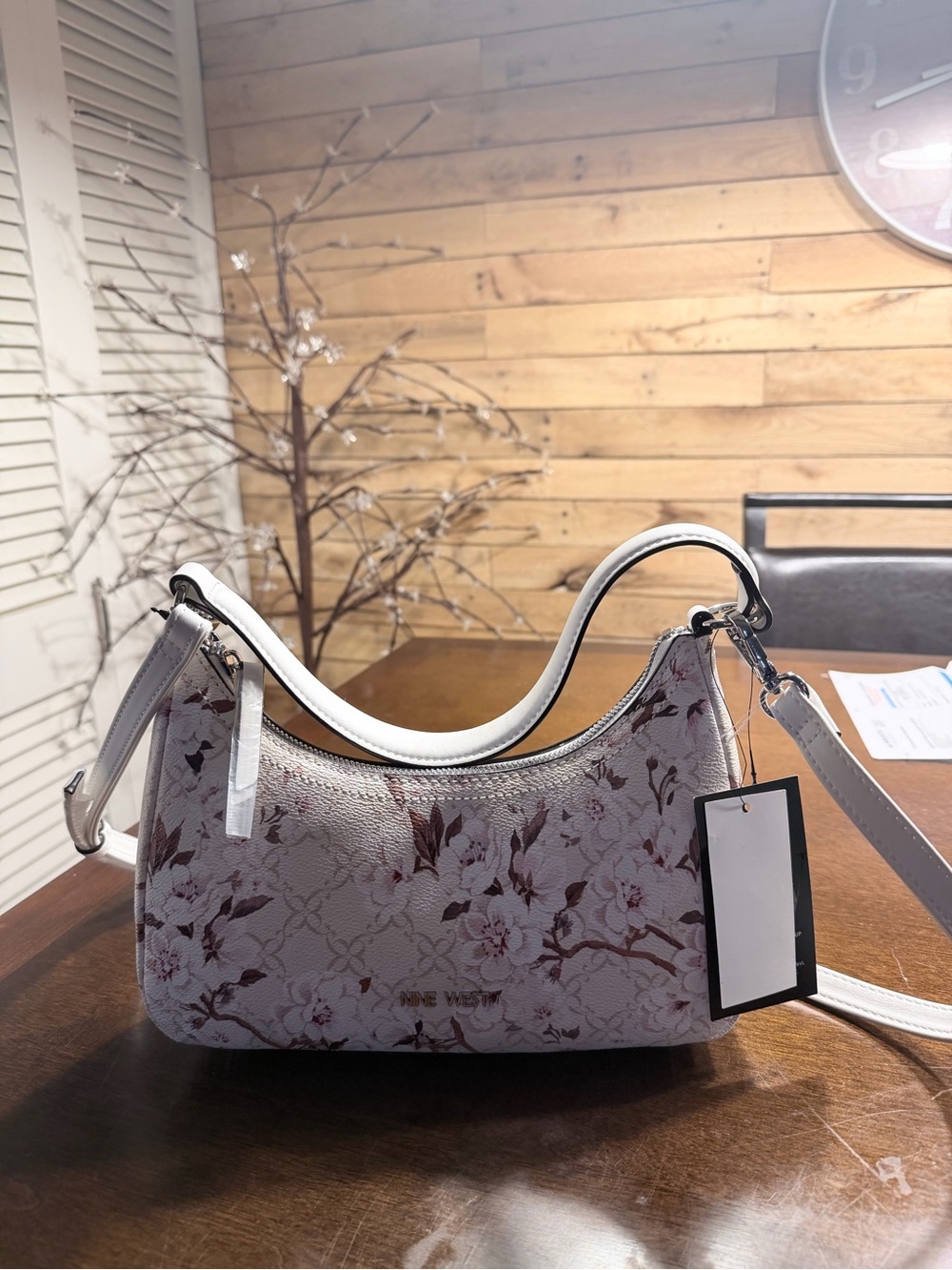 Nine West Floral Print White Shoulder Bag Brand New with Tags